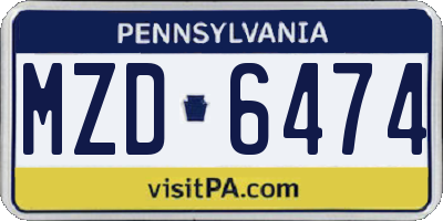 PA license plate MZD6474