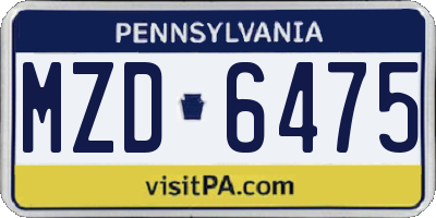 PA license plate MZD6475