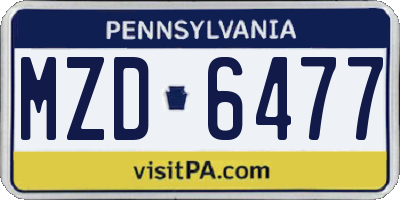 PA license plate MZD6477