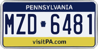 PA license plate MZD6481
