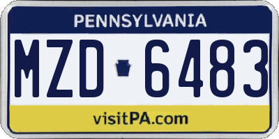 PA license plate MZD6483
