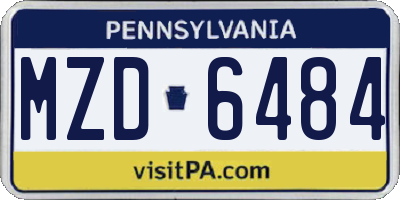 PA license plate MZD6484