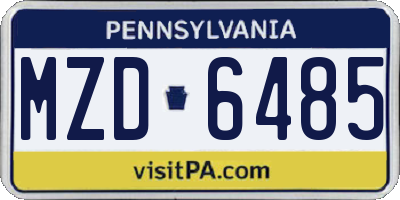PA license plate MZD6485