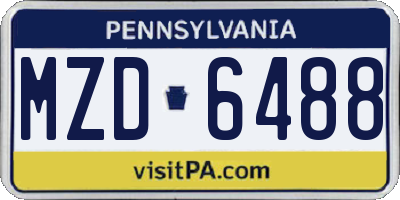 PA license plate MZD6488