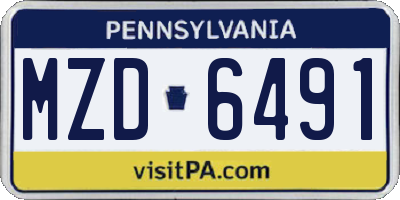 PA license plate MZD6491