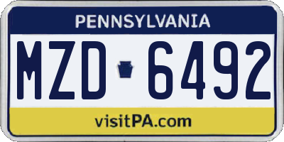 PA license plate MZD6492