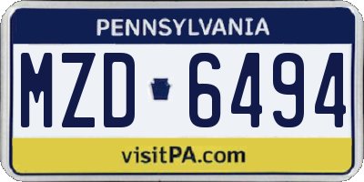 PA license plate MZD6494