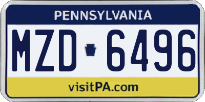 PA license plate MZD6496