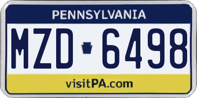 PA license plate MZD6498