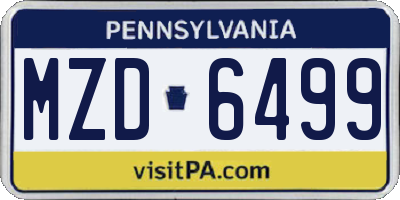 PA license plate MZD6499