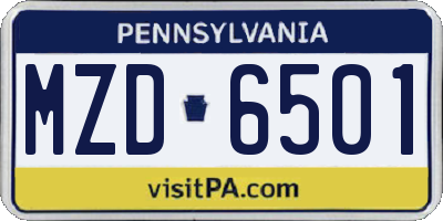 PA license plate MZD6501