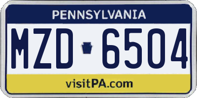 PA license plate MZD6504