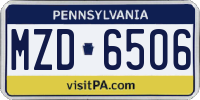 PA license plate MZD6506
