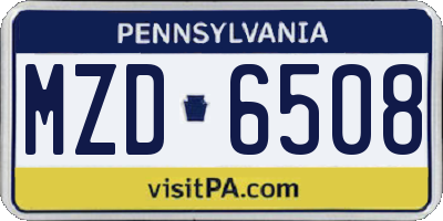 PA license plate MZD6508