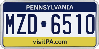 PA license plate MZD6510