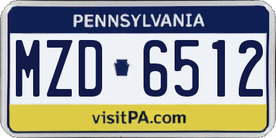 PA license plate MZD6512