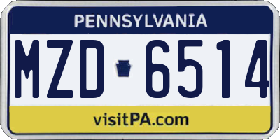 PA license plate MZD6514