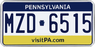 PA license plate MZD6515