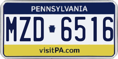PA license plate MZD6516