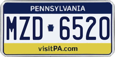 PA license plate MZD6520