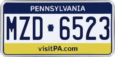 PA license plate MZD6523