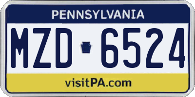 PA license plate MZD6524