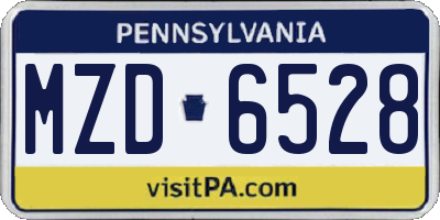PA license plate MZD6528