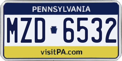 PA license plate MZD6532