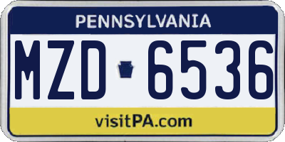 PA license plate MZD6536