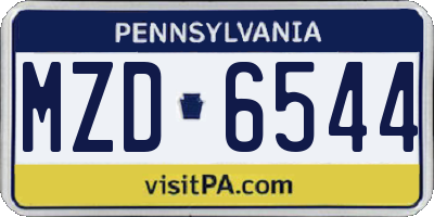 PA license plate MZD6544