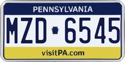 PA license plate MZD6545
