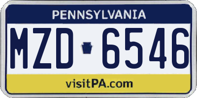 PA license plate MZD6546