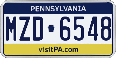 PA license plate MZD6548