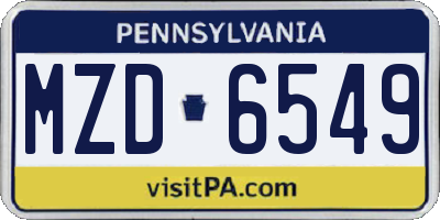 PA license plate MZD6549