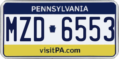 PA license plate MZD6553