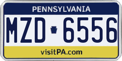 PA license plate MZD6556
