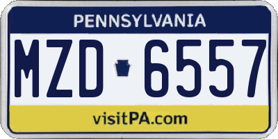 PA license plate MZD6557