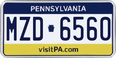 PA license plate MZD6560
