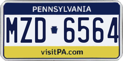 PA license plate MZD6564