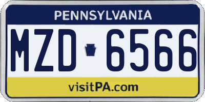 PA license plate MZD6566