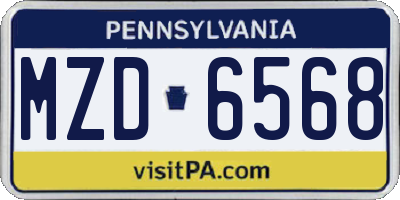 PA license plate MZD6568