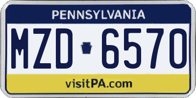PA license plate MZD6570