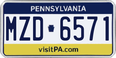 PA license plate MZD6571