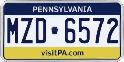 PA license plate MZD6572