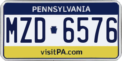 PA license plate MZD6576