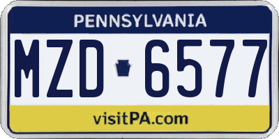 PA license plate MZD6577
