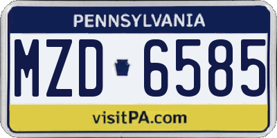 PA license plate MZD6585