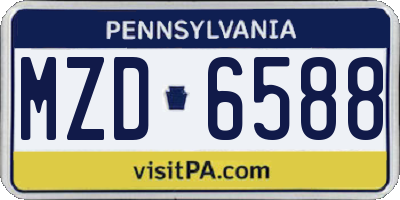 PA license plate MZD6588