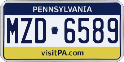 PA license plate MZD6589