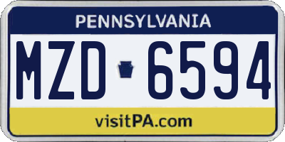 PA license plate MZD6594